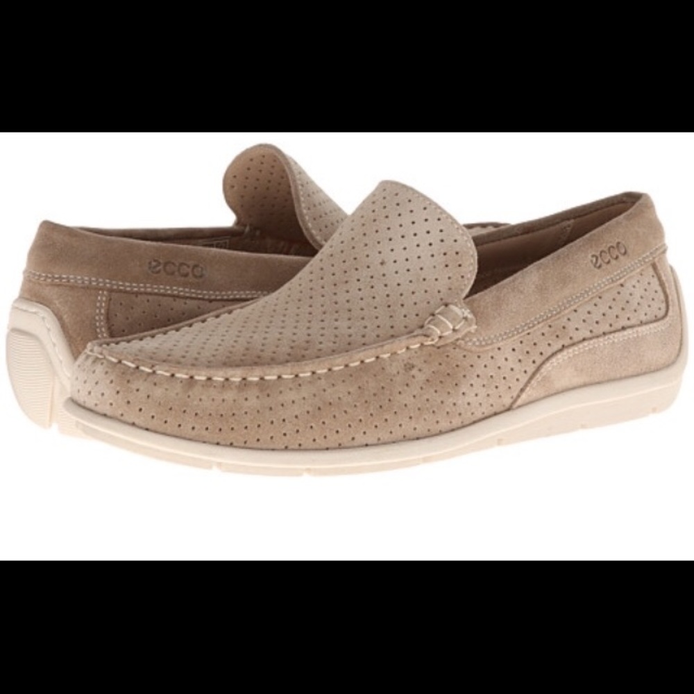 Men’s Ecco Perforated Suede Moccasins Sz 42 BNWOB